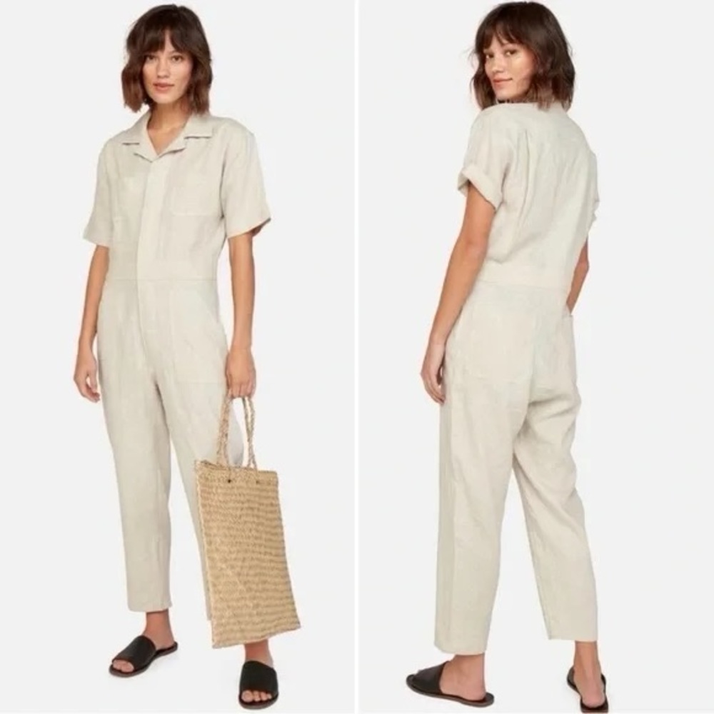 MATE the label linen jumpsuit romper natural oat color size small NWT